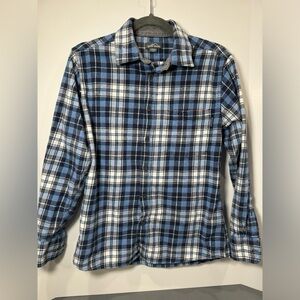 Eddie Bauer flannel shirt blue button up pockets lumberjack mens Small